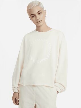 Nike Sportswear Icon Clash Crewneck Cream Sweatshirt Size Large